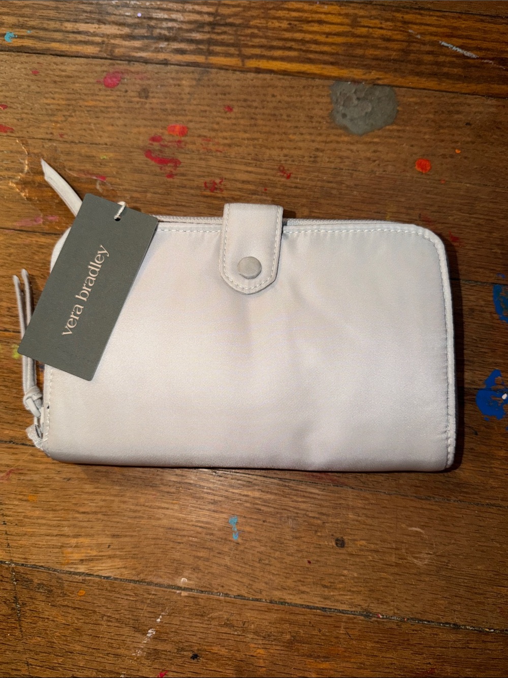 Vera Bradley Light Gray Wristlet Wallet with Snap Tab